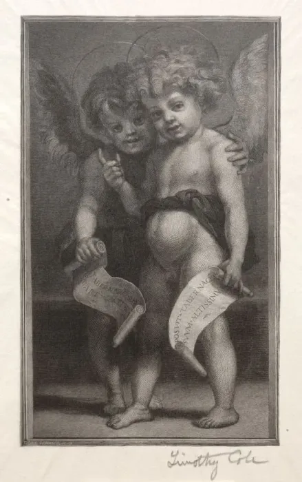 Framed Print : Old Italian Masters: Two Child Angels, 1888-1892. Creator: Timothy Cole (American, 1852-1931) Framed Print : Old Italian Masters: Two Child Angels, 1888-1892. Creator: Timothy Cole (American, 1852-1931)