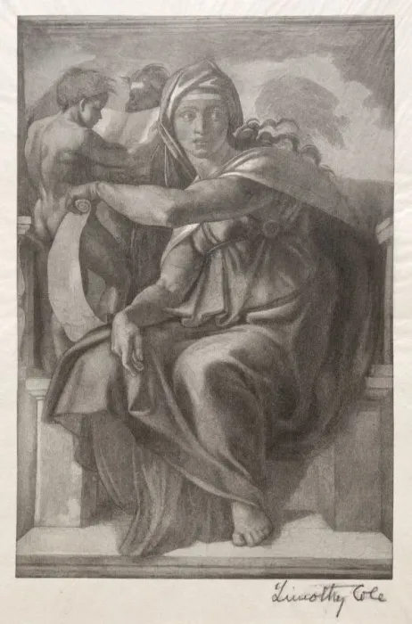Framed Print : Old Italian Masters: The Delphian Sibyl, 1890. Creator: Timothy Cole (American, 1852-1931)
