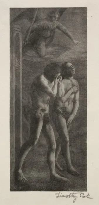 Framed Print : Old Italian Masters: The Expulsion from Paradise, 1888. Creator: Timothy Cole (American Framed Print : Old Italian Masters: The Expulsion from Paradise, 1888. Creator: Timothy Cole (American