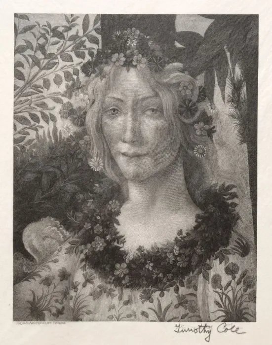 Framed Print : Old Italian Masters: Head of Flora, 1888-1892. Creator: Timothy Cole (American, 1852-1931) Framed Print : Old Italian Masters: Head of Flora, 1888-1892. Creator: Timothy Cole (American, 1852-1931)