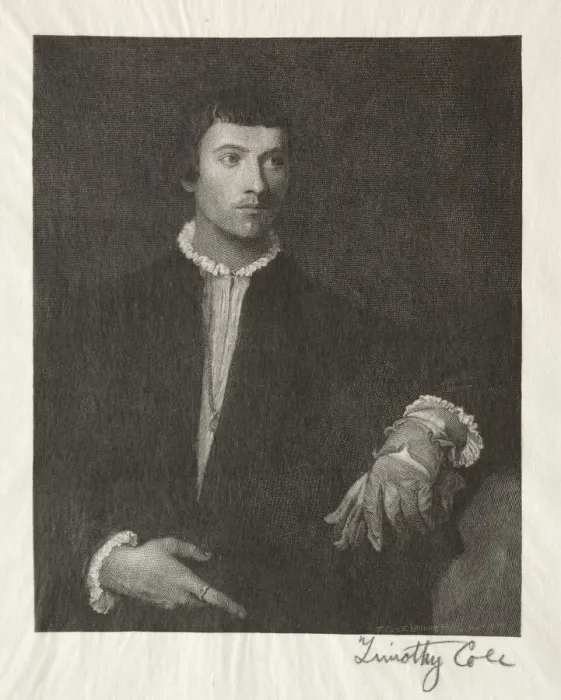 Framed Print : Old Italian Masters: The Man with the Gloves, 1887. Creator: Timothy Cole (American, 1852-1931) Framed Print : Old Italian Masters: The Man with the Gloves, 1887. Creator: Timothy Cole (American, 1852-1931)