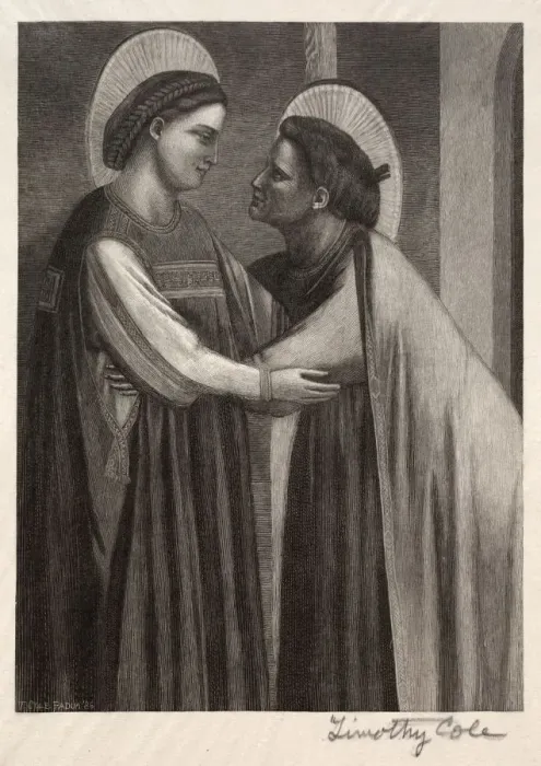Framed Print : Old Italian Masters: Mary and Elisabeth, 1886. Creator: Timothy Cole (American, 1852-1931) Framed Print : Old Italian Masters: Mary and Elisabeth, 1886. Creator: Timothy Cole (American, 1852-1931)