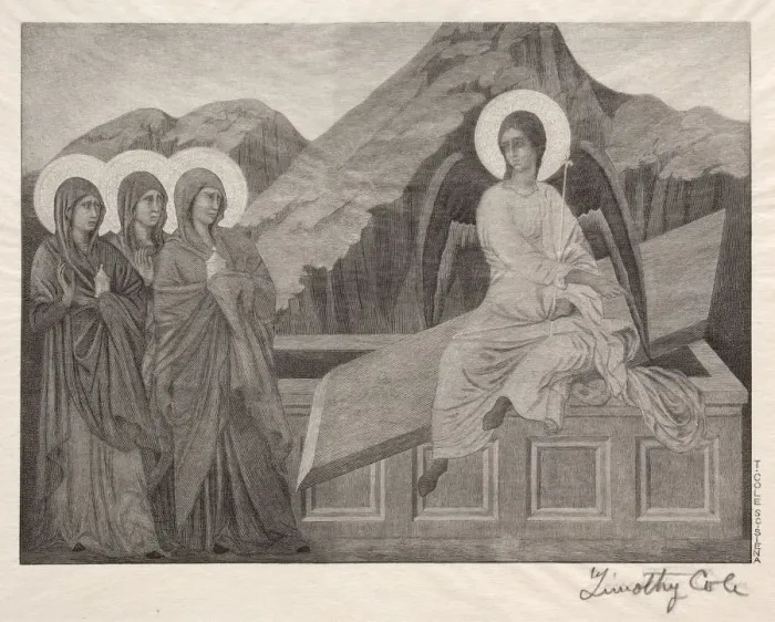 Framed Print : Old Italian Masters: The Three Marys at the Sepulcher, 1888-1892. Creator: Timothy Cole (American Framed Print : Old Italian Masters: The Three Marys at the Sepulcher, 1888-1892. Creator: Timothy Cole (American