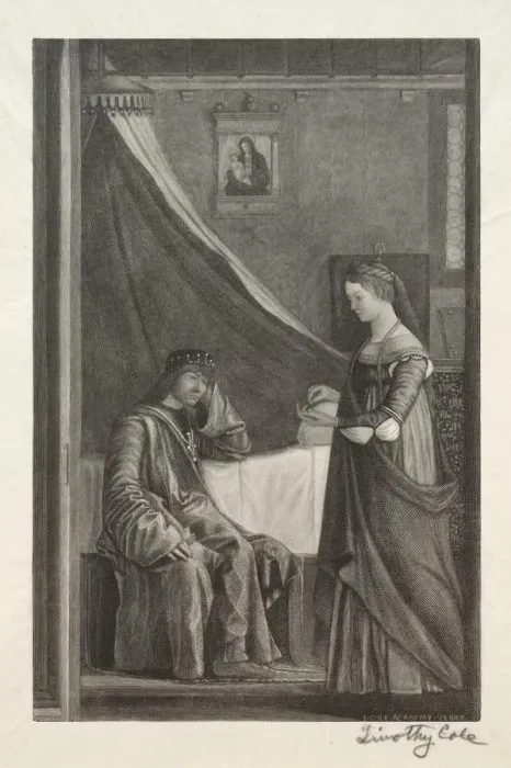 Framed Print : Old Italian Masters: St. Ursula with her Father, 1888-1892. Creator: Timothy Cole (American Framed Print : Old Italian Masters: St. Ursula with her Father, 1888-1892. Creator: Timothy Cole (American