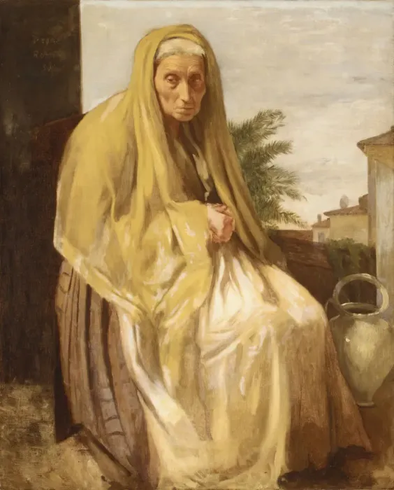 Framed Print : The Old Italian Woman, 1857. Creator: Edgar Degas Framed Print : The Old Italian Woman, 1857. Creator: Edgar Degas