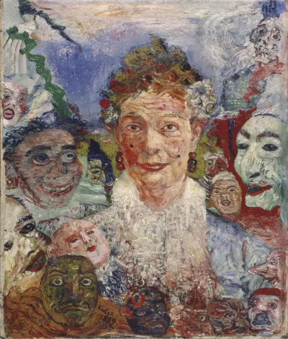 Framed Print : Old Lady with Masks, 1889. Artist: Ensor, James (1860-1949) Framed Print : Old Lady with Masks, 1889. Artist: Ensor, James (1860-1949)