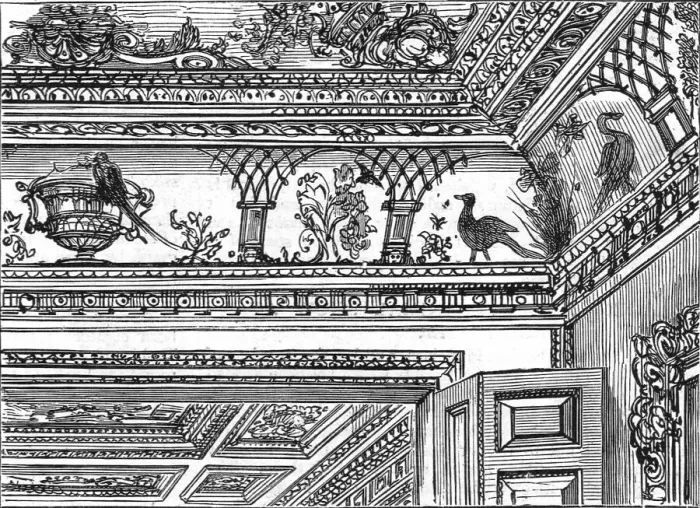 Framed Print : An old London Mansion - Cowfields, 30 Old Burlington Street, ceilings to Drawing Room, 1886. Creator: Unknown Framed Print : An old London Mansion - Cowfields, 30 Old Burlington Street, ceilings to Drawing Room, 1886. Creator: Unknown