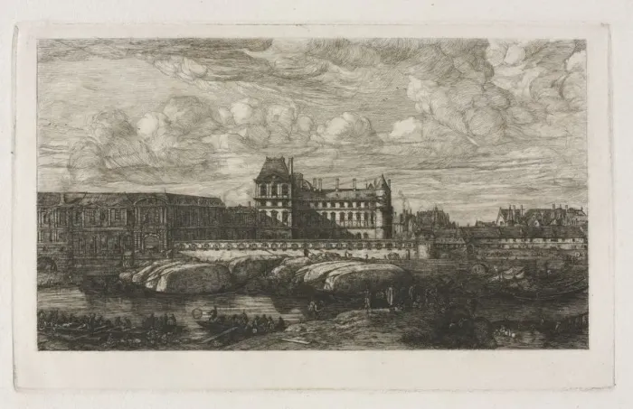 Framed Print : The Old Louvre from a Painting by Zeeman, 1651, 1866. Creator: Charles Meryon (French, 1821-1868) Framed Print : The Old Louvre from a Painting by Zeeman, 1651, 1866. Creator: Charles Meryon (French, 1821-1868)