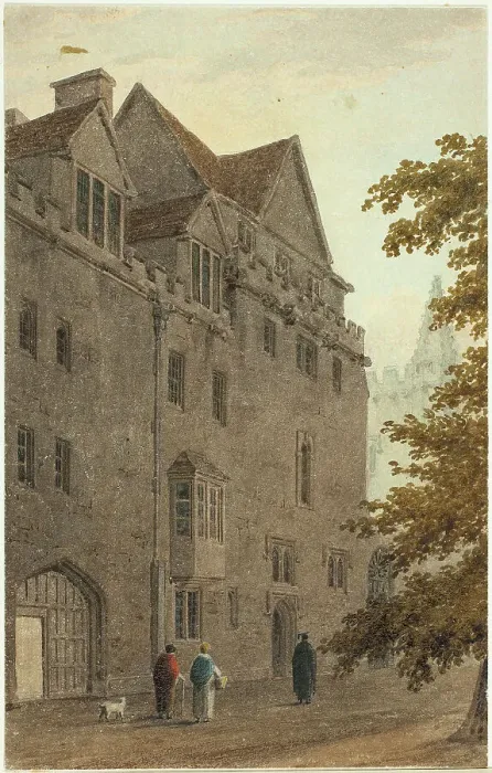 Framed Print : Old Magdalen Hall from the Gravel Walk Burnt Down A.D. 1815 / 16. Creator: Frederick Mackenzie Framed Print : Old Magdalen Hall from the Gravel Walk Burnt Down A.D. 1815 / 16. Creator: Frederick Mackenzie
