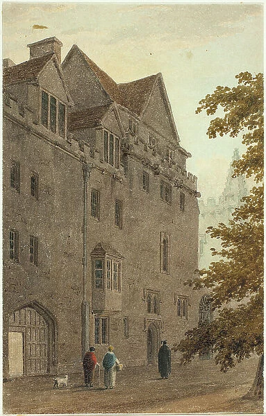 Old Magdalen Hall from the Gravel Walk Burnt Down A.D. 1815 / 16. Creator: Frederick Mackenzie
