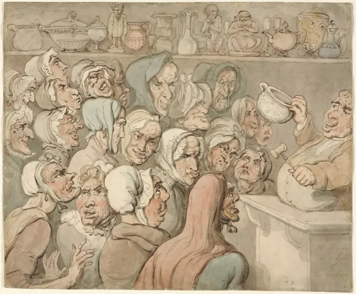 Framed Print : Old Maids at a Sale of Curiosities. Creator: Thomas Rowlandson (British, 1756-1827) Framed Print : Old Maids at a Sale of Curiosities. Creator: Thomas Rowlandson (British, 1756-1827)