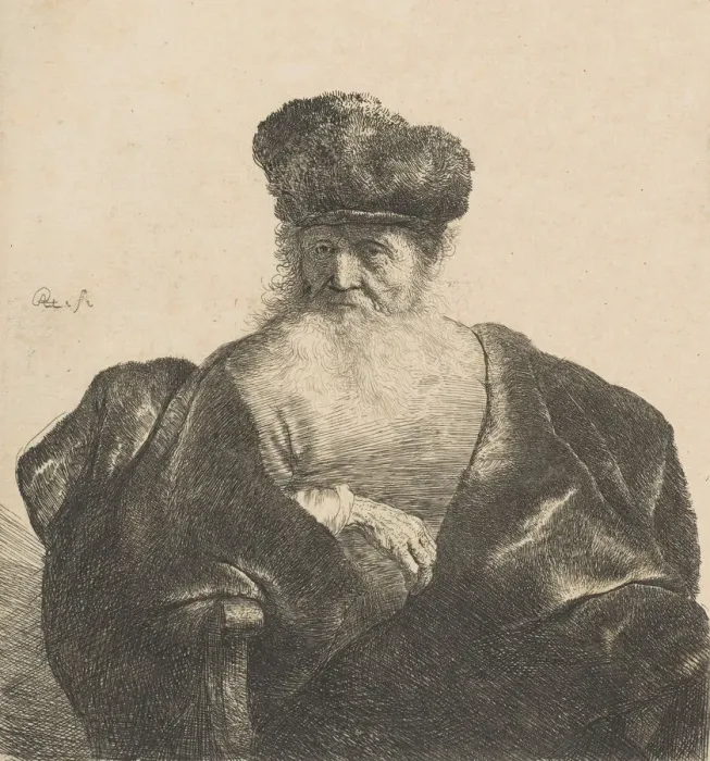Framed Print : Old Man with Beard, Fur Cap, and Velvet Cloak, ca. 1631. ca. 1631 Framed Print : Old Man with Beard, Fur Cap, and Velvet Cloak, ca. 1631. ca. 1631