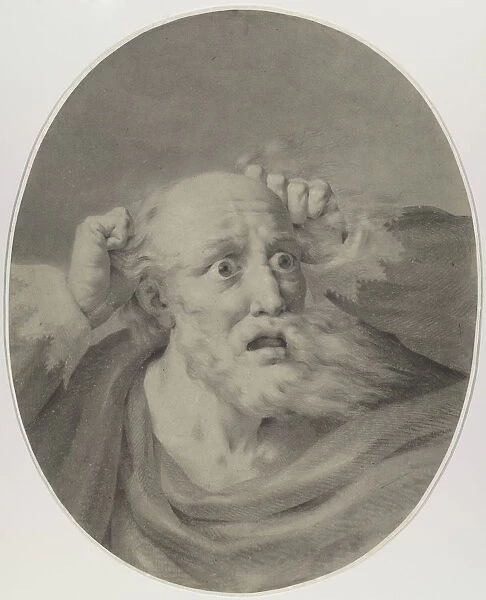 Old man with beard, scuffling his hair. Creator: Rehberg, Friedrich (1758-1835)