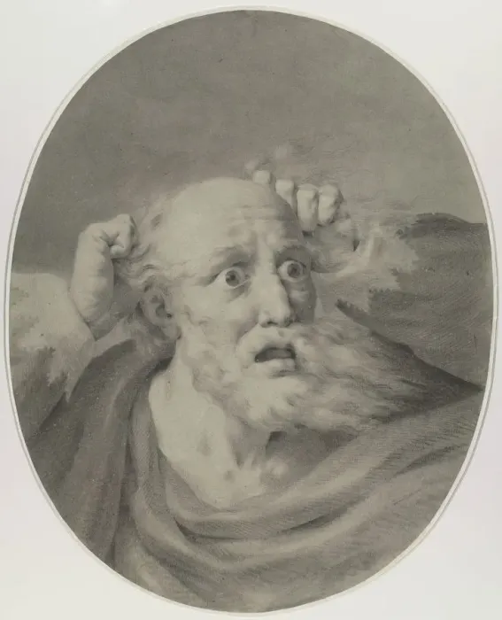 Framed Print : Old man with beard, scuffling his hair. Creator: Rehberg, Friedrich (1758-1835) Framed Print : Old man with beard, scuffling his hair. Creator: Rehberg, Friedrich (1758-1835)