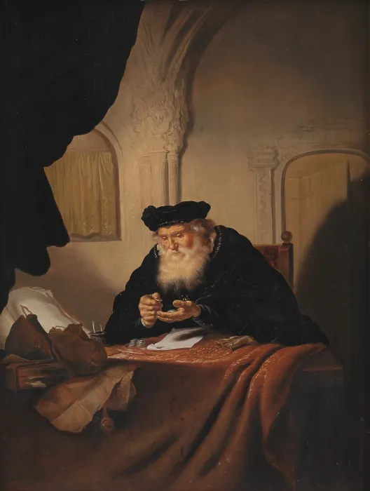 Framed Print : An Old Man Counting his Money, 1635. Creator: Koninck, Salomon (1609-1656) Framed Print : An Old Man Counting his Money, 1635. Creator: Koninck, Salomon (1609-1656)