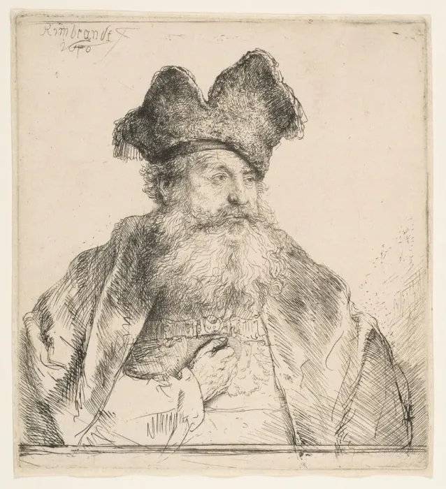 Framed Print : Old Man with Divided Fur Cap, 1640. Creator: Rembrandt Harmensz van Rijn Framed Print : Old Man with Divided Fur Cap, 1640. Creator: Rembrandt Harmensz van Rijn