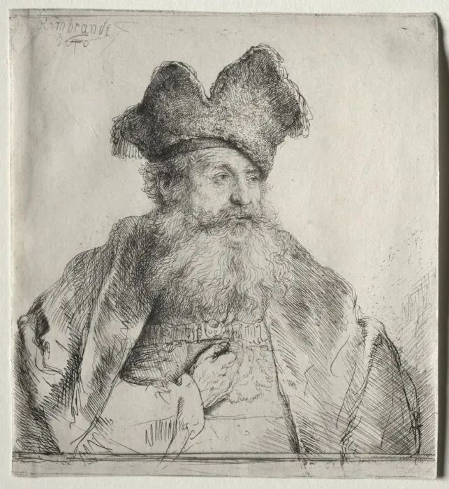 Framed Print : Old Man with a Divided Fur Cap, 1640. Creator: Rembrandt van Rijn (Dutch, 1606-1669) Framed Print : Old Man with a Divided Fur Cap, 1640. Creator: Rembrandt van Rijn (Dutch, 1606-1669)