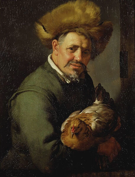 Old Man with a Hen, 1630. Creator: Hendrick Bloemaert