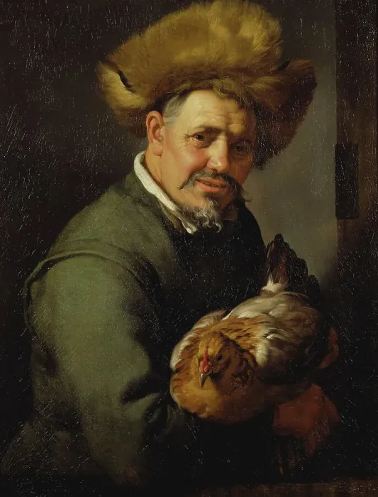 Framed Print : Old Man with a Hen, 1630. Creator: Hendrick Bloemaert Framed Print : Old Man with a Hen, 1630. Creator: Hendrick Bloemaert