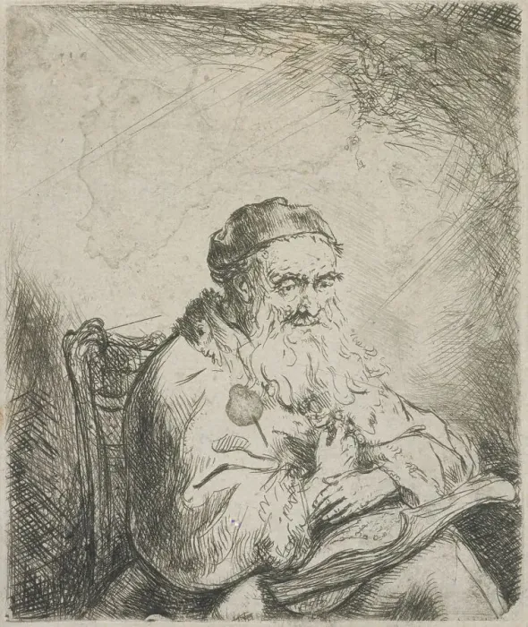 Framed Print : The old man with a leaf of trefoil on his coat, 1642-1669. Creator: Ferdinand Bol Framed Print : The old man with a leaf of trefoil on his coat, 1642-1669. Creator: Ferdinand Bol