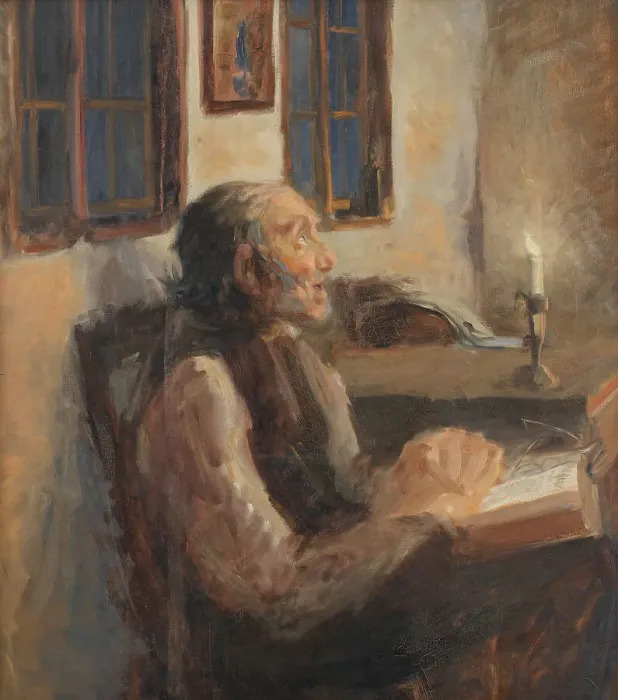 Framed Print : The old man at the leper, 1896-1900. Creator: H. A. Brendekilde Framed Print : The old man at the leper, 1896-1900. Creator: H. A. Brendekilde