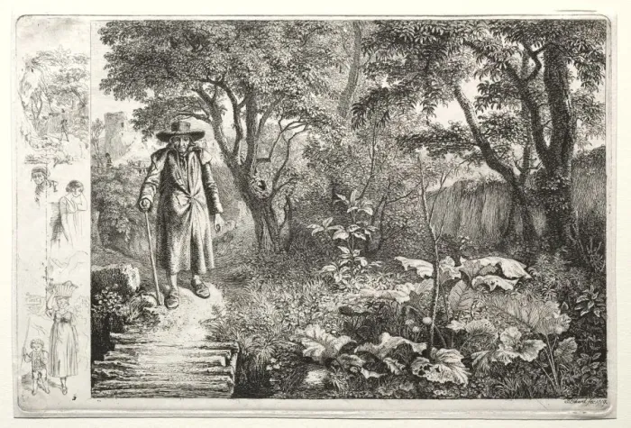 Framed Print : The old man before the log bridge (Der Alte vor den Knuppelsteg), 1819