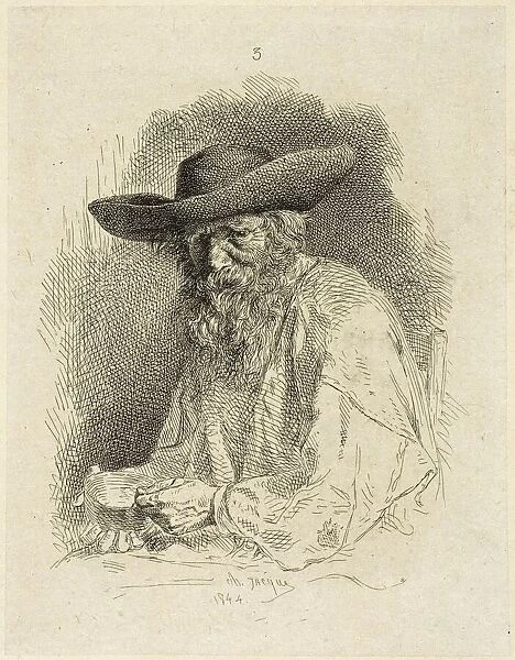 Old Man with Mess Tin, 1844. Creator: Charles Emile Jacque