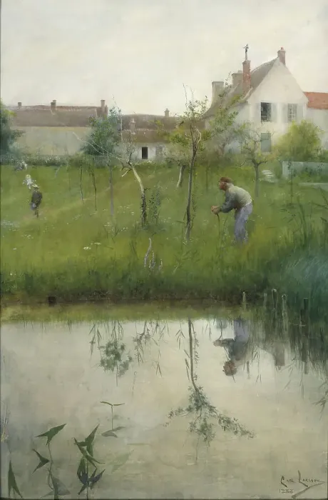 Framed Print : The Old Man and the Nursery Garden, 1883. Creator: Carl Larsson Framed Print : The Old Man and the Nursery Garden, 1883. Creator: Carl Larsson