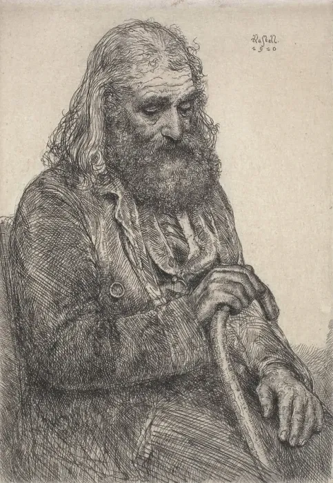 Framed Print : Old Man, Seated, 1910. Creator: Ernest Haskell Framed Print : Old Man, Seated, 1910. Creator: Ernest Haskell