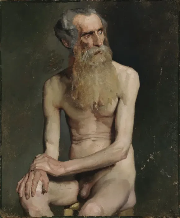 Framed Print : Old Man Seated, Academy Study, 1874-1875. Creator: Albert Edelfelt Framed Print : Old Man Seated, Academy Study, 1874-1875. Creator: Albert Edelfelt