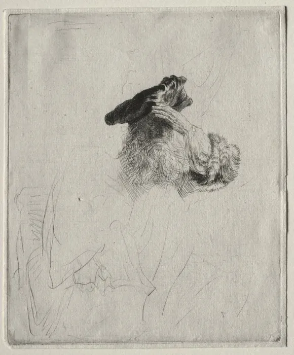 Framed Print : Old Man Shading his Eyes with His Hand, c. 1639. Creator: Rembrandt van Rijn (Dutch, 1606-1669)