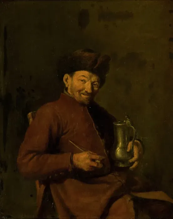 Framed Print : Old Man with Tankard and Pipe. Creator: Anon Framed Print : Old Man with Tankard and Pipe. Creator: Anon