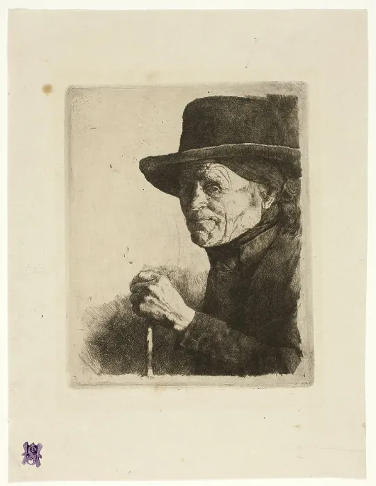 Framed Print : Old Man with a Walking Stick, 1875 / 77. Creator: Wilhelm Maria Hubertus Leibl Framed Print : Old Man with a Walking Stick, 1875 / 77. Creator: Wilhelm Maria Hubertus Leibl