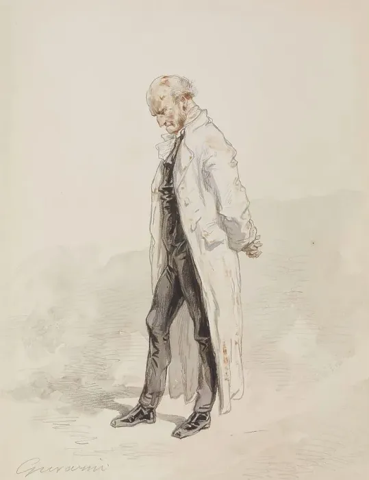 Framed Print : Old Man in a White Coat, 1855-1857. Creator: Paul Gavarni Framed Print : Old Man in a White Coat, 1855-1857. Creator: Paul Gavarni