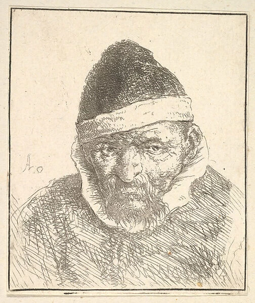 Old Man with White Collar and Pointed Hat, 1610-85. Creator: Adriaen van Ostade