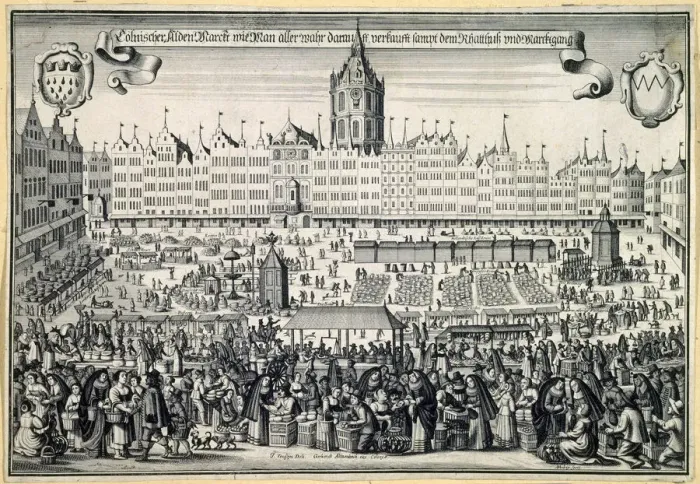 Framed Print : Old Market in Cologne, c. 1660. Artist: Aubry, Abraham (?-1660) Framed Print : Old Market in Cologne, c. 1660. Artist: Aubry, Abraham (?-1660)