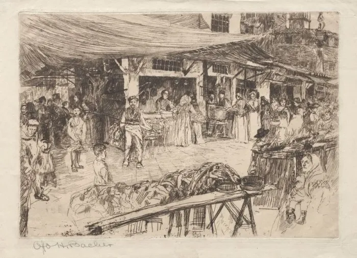Framed Print : Old Market, Florence, 19th-20th century. Creator: Otto H. Bacher (American, 1856-1909) Framed Print : Old Market, Florence, 19th-20th century. Creator: Otto H. Bacher (American, 1856-1909)