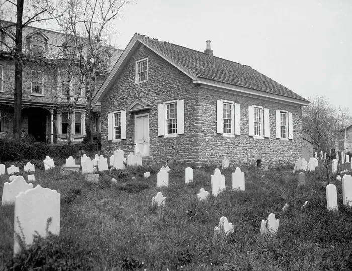 Framed Print : Old Mennonite Church, Germantown, Pa. between 1900 and 1906. Creator: Unknown Framed Print : Old Mennonite Church, Germantown, Pa. between 1900 and 1906. Creator: Unknown