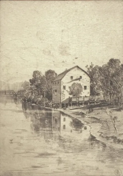 Framed Print : An Old Mill, 1916. Creator: L Clarence Ball Framed Print : An Old Mill, 1916. Creator: L Clarence Ball
