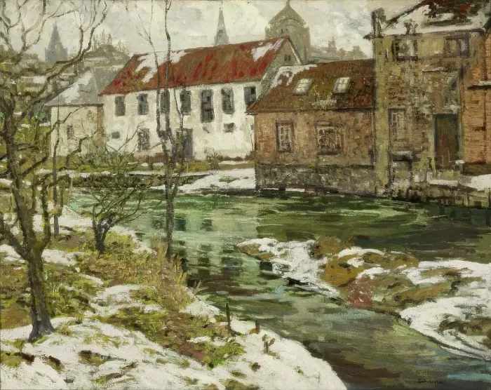 Framed Print : The Old Mills on the Somme, about 1907. Creator: Walter Elmer Schofield Framed Print : The Old Mills on the Somme, about 1907. Creator: Walter Elmer Schofield