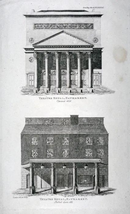 Framed Print : The old and new Haymarket Theatres, Westminster, London, 1822 Framed Print : The old and new Haymarket Theatres, Westminster, London, 1822