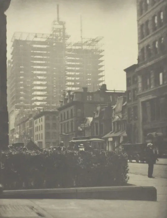 Framed Print : Old and New New York, 1910. Creator: Alfred Stieglitz Framed Print : Old and New New York, 1910. Creator: Alfred Stieglitz