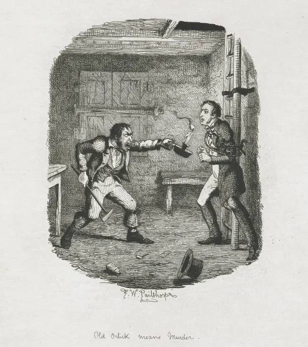 Framed Print : Old Orlick means murder - Great Expectations, 1885. Creator: Frederick William Pailthorpe Framed Print : Old Orlick means murder - Great Expectations, 1885. Creator: Frederick William Pailthorpe