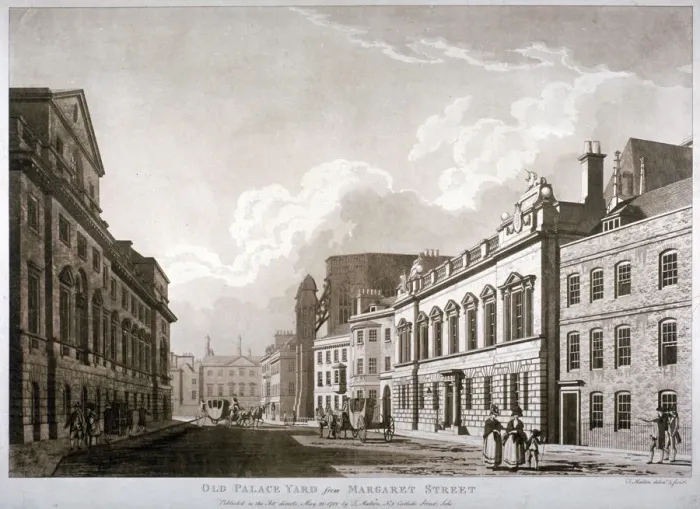 Framed Print : Old Palace Yard, Westminster, London, 1782. Artist: Thomas Malton II Framed Print : Old Palace Yard, Westminster, London, 1782. Artist: Thomas Malton II