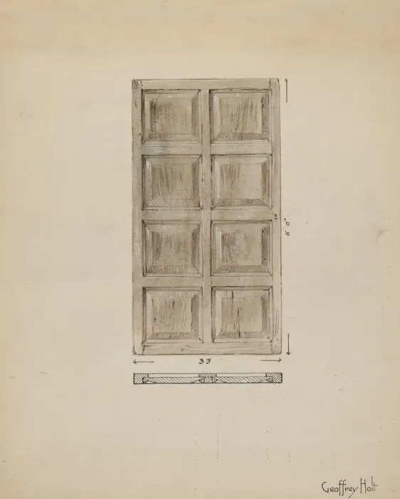 Framed Print : Old Paneled Door: Outside Door to Monastery, c. 1936. Creator: Geoffrey Holt Framed Print : Old Paneled Door: Outside Door to Monastery, c. 1936. Creator: Geoffrey Holt
