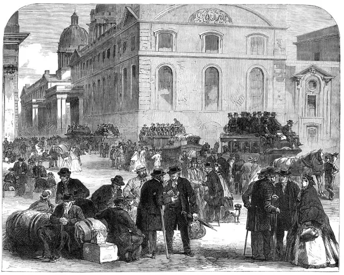 Framed Print : Old Pensioners leaving Greenwich Hospital, 1865. Creator: Unknown Framed Print : Old Pensioners leaving Greenwich Hospital, 1865. Creator: Unknown