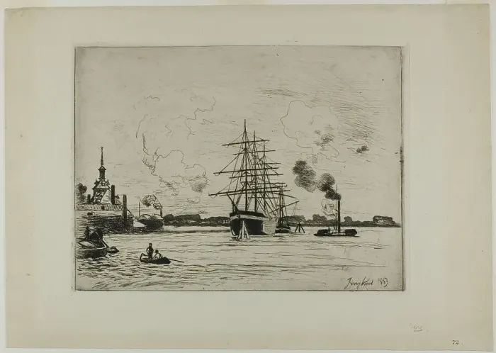 Framed Print : The Old Port of Rotterdam, 1863. Creator: Johan Barthold Jongkind