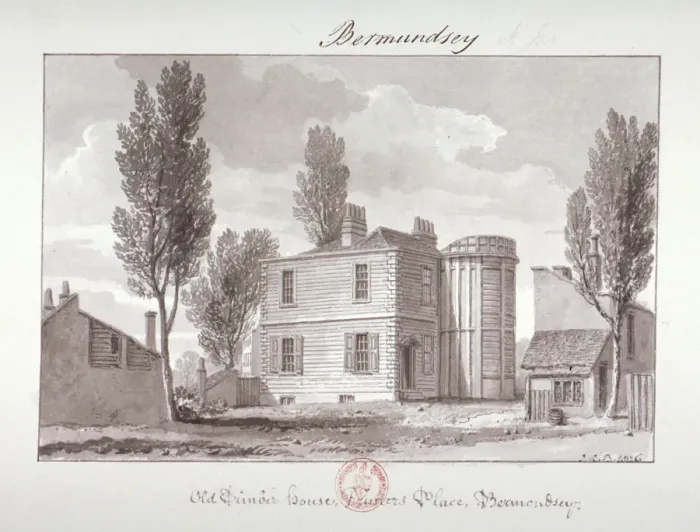 Framed Print : Old Printers House, Printers Place, Bermondsey, London, 1826 Framed Print : Old Printers House, Printers Place, Bermondsey, London, 1826