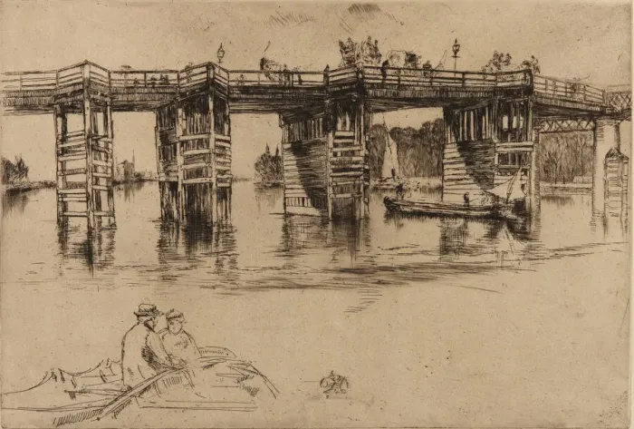 Framed Print : Old Putney Bridge, 1879. Creator: James Abbott McNeill Whistler Framed Print : Old Putney Bridge, 1879. Creator: James Abbott McNeill Whistler