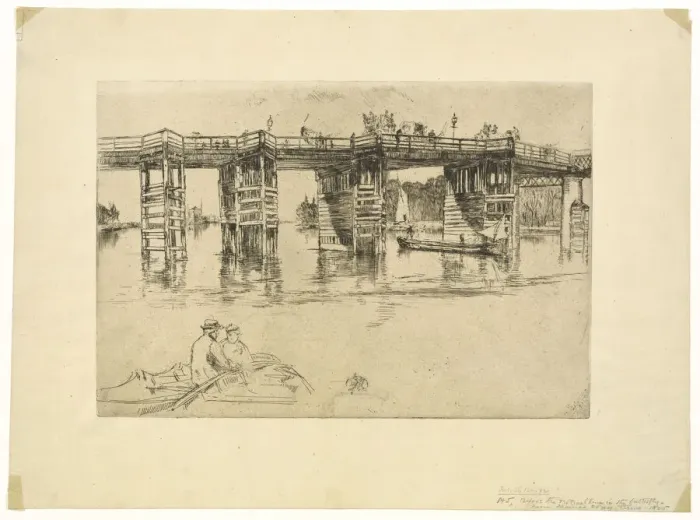 Framed Print : Old Putney Bridge, 1879. Creator: James Abbott McNeill Whistler Framed Print : Old Putney Bridge, 1879. Creator: James Abbott McNeill Whistler